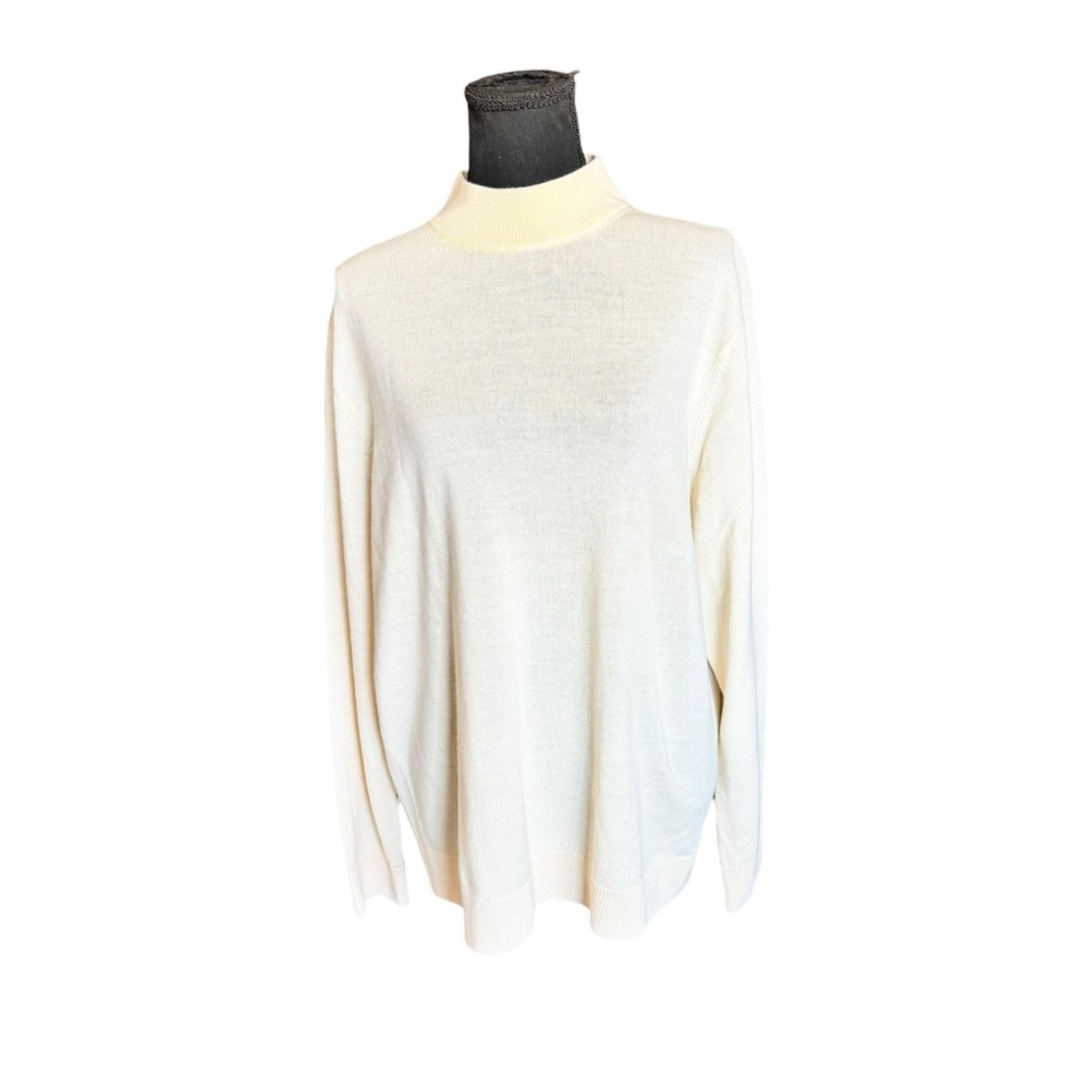 Murano Merino Wool Turtleneck Sweater XL Pastel Yellow Minimalist Quiet Luxury